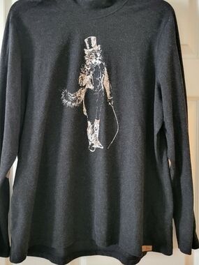 Chestnut Bay Black Graphic Turtleneck Sweater - Cozy Cowl Style